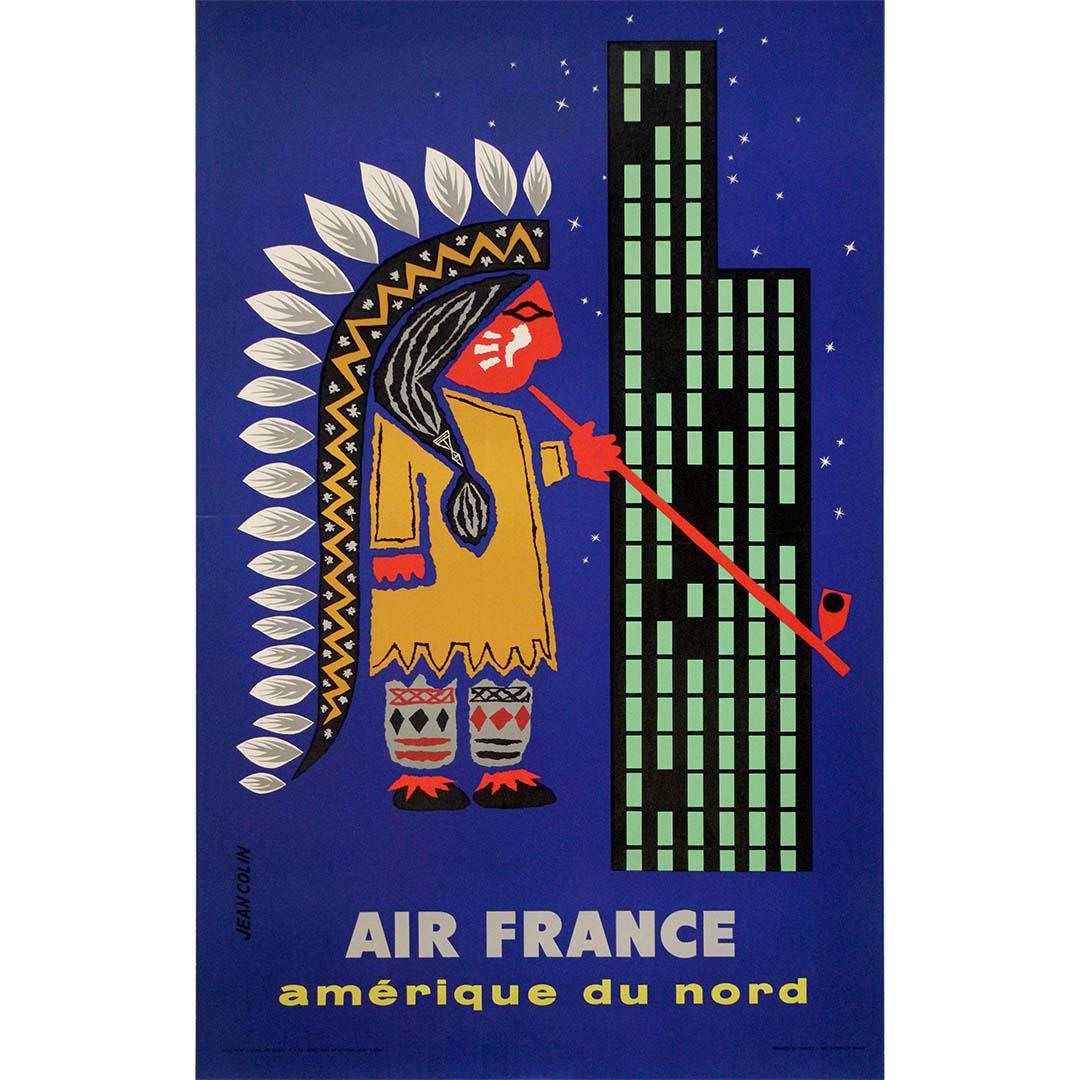 1956 Original-Reiseplakat von Jean Colin für Air France - Amérique du Nord