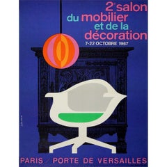 Cartel original de 1967 "2e Salon du Mobilier et de la Décoration" de Jean Colin