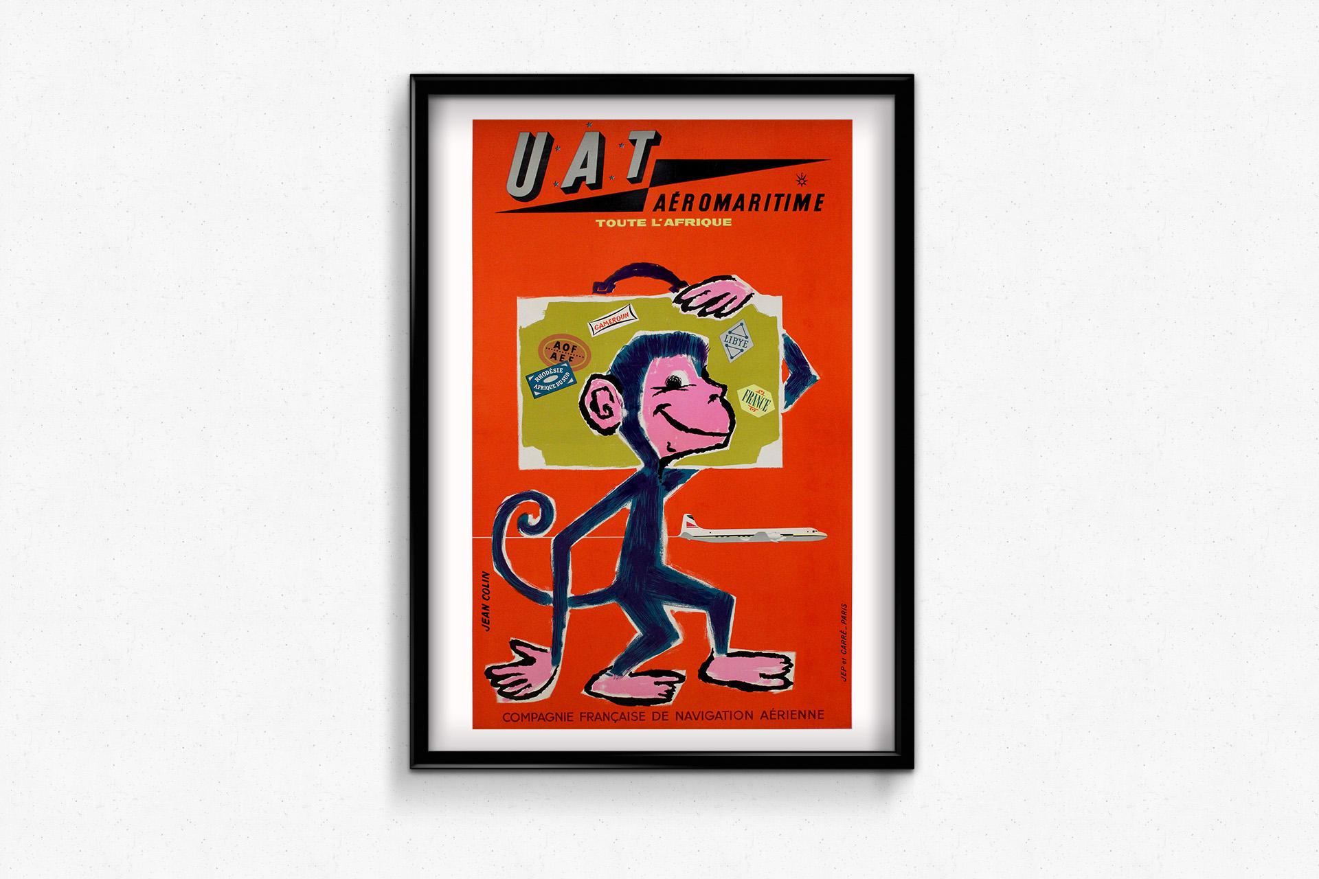 Original travel poster by Jean Colin for UAT (Union Aéromaritime de Transport) For Sale 1