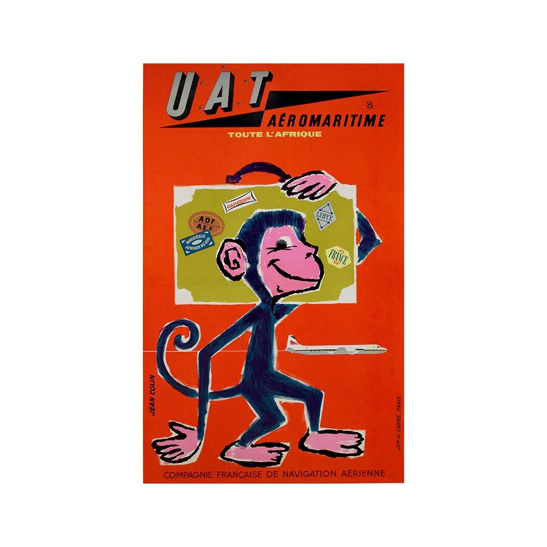 Original travel poster by Jean Colin for UAT (Union Aéromaritime de Transport) For Sale 3