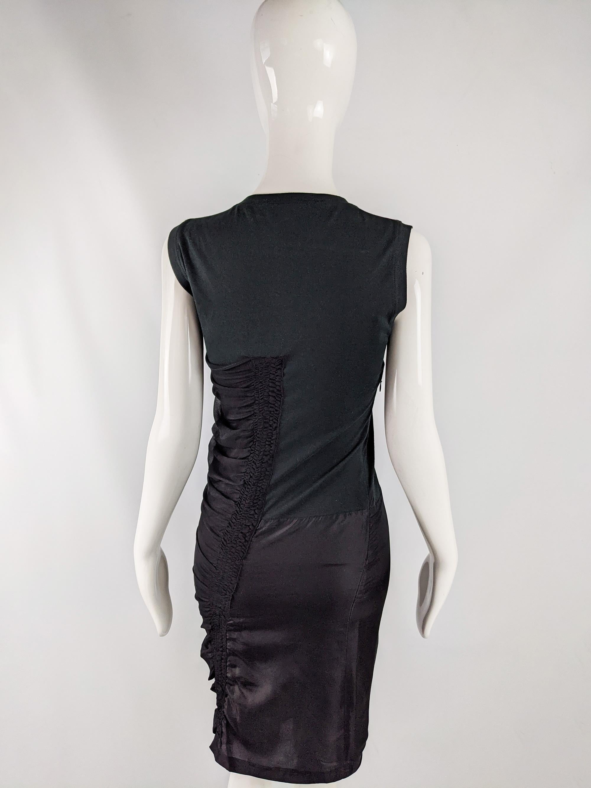 Jean Colonna Vintage Black Ruched Mixed Media Party Dress 2