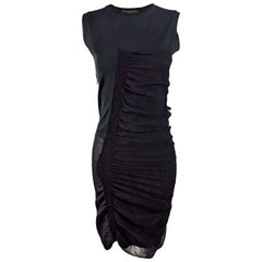 Jean Colonna Vintage Black Ruched Mixed Media Party Dress