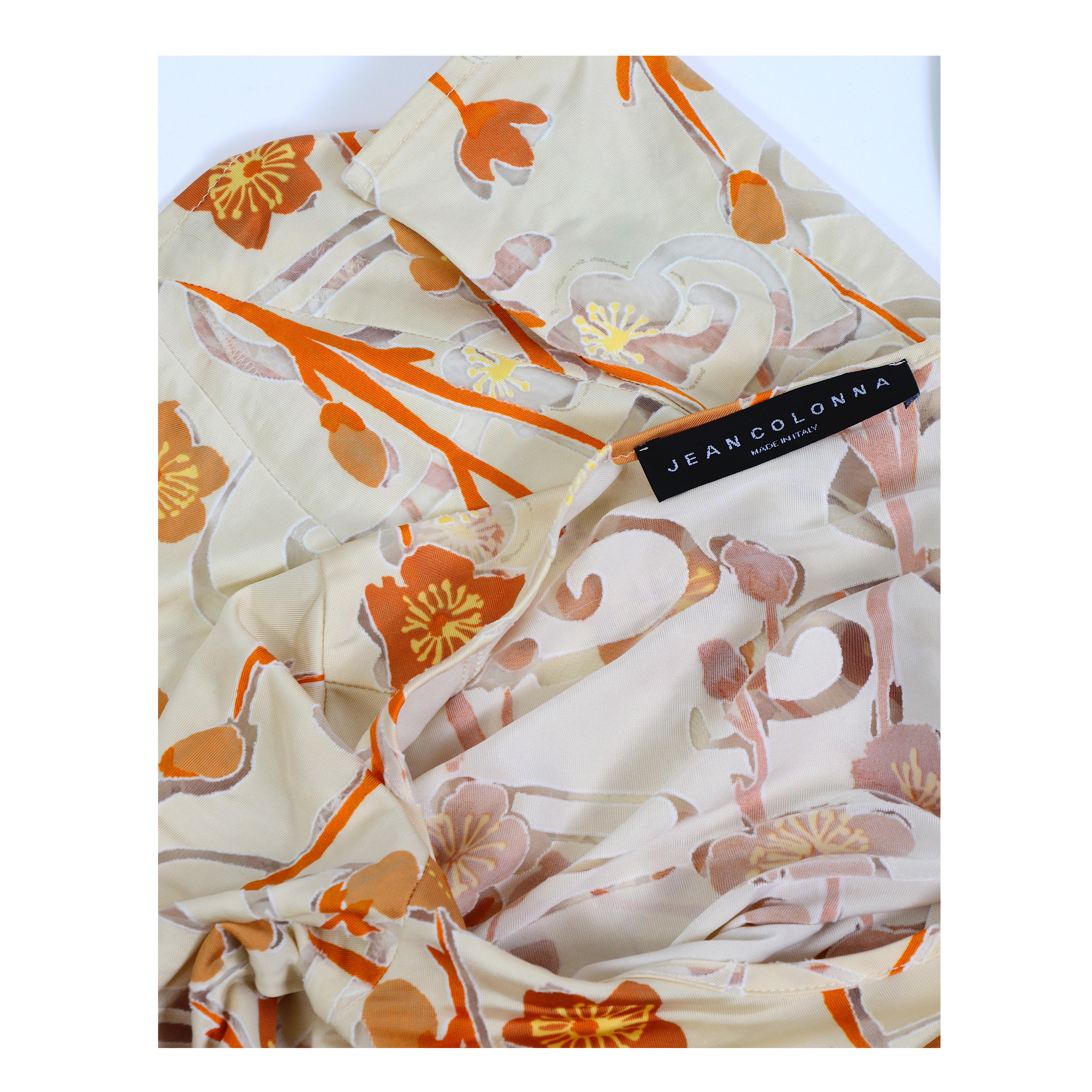 Jean Colonna vintage SS 1998 asymmetric floral partly transparent jersey dress  For Sale 6