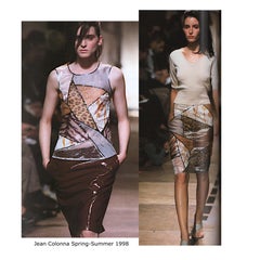 Jean Colonna vintage SS 1998 asymmetric floral partly transparent jersey dress