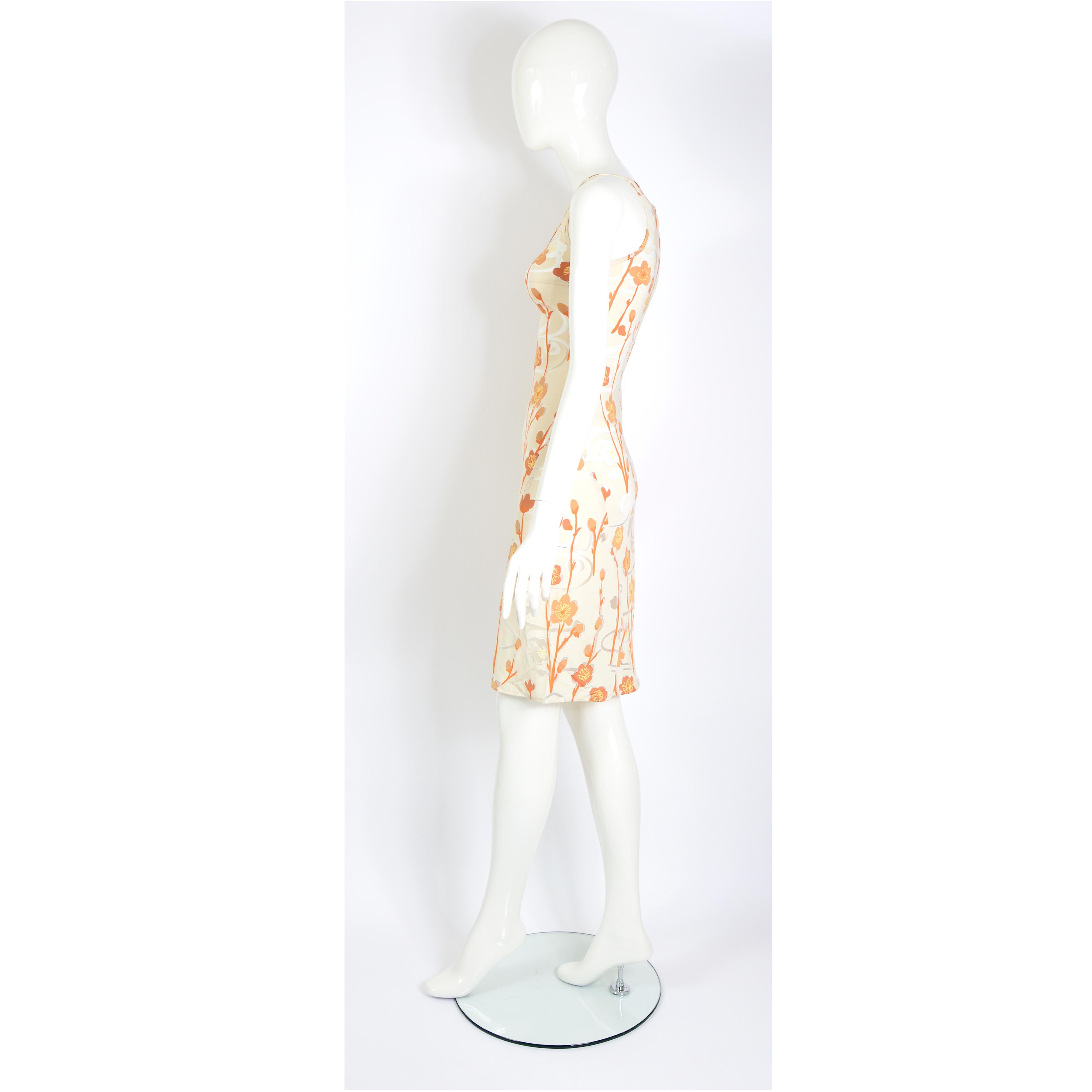 Women's Jean Colonna vintage SS 1998 asymmetric floral partly transparent jersey dress  For Sale