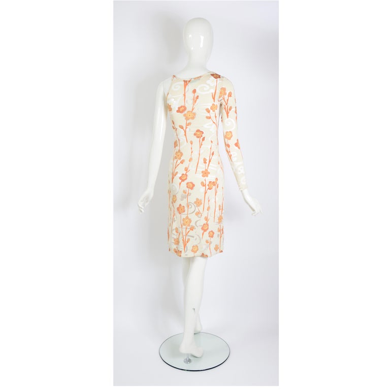 Jean Colonna 1990s stretch polyester paisley slip dress with adjustable straps