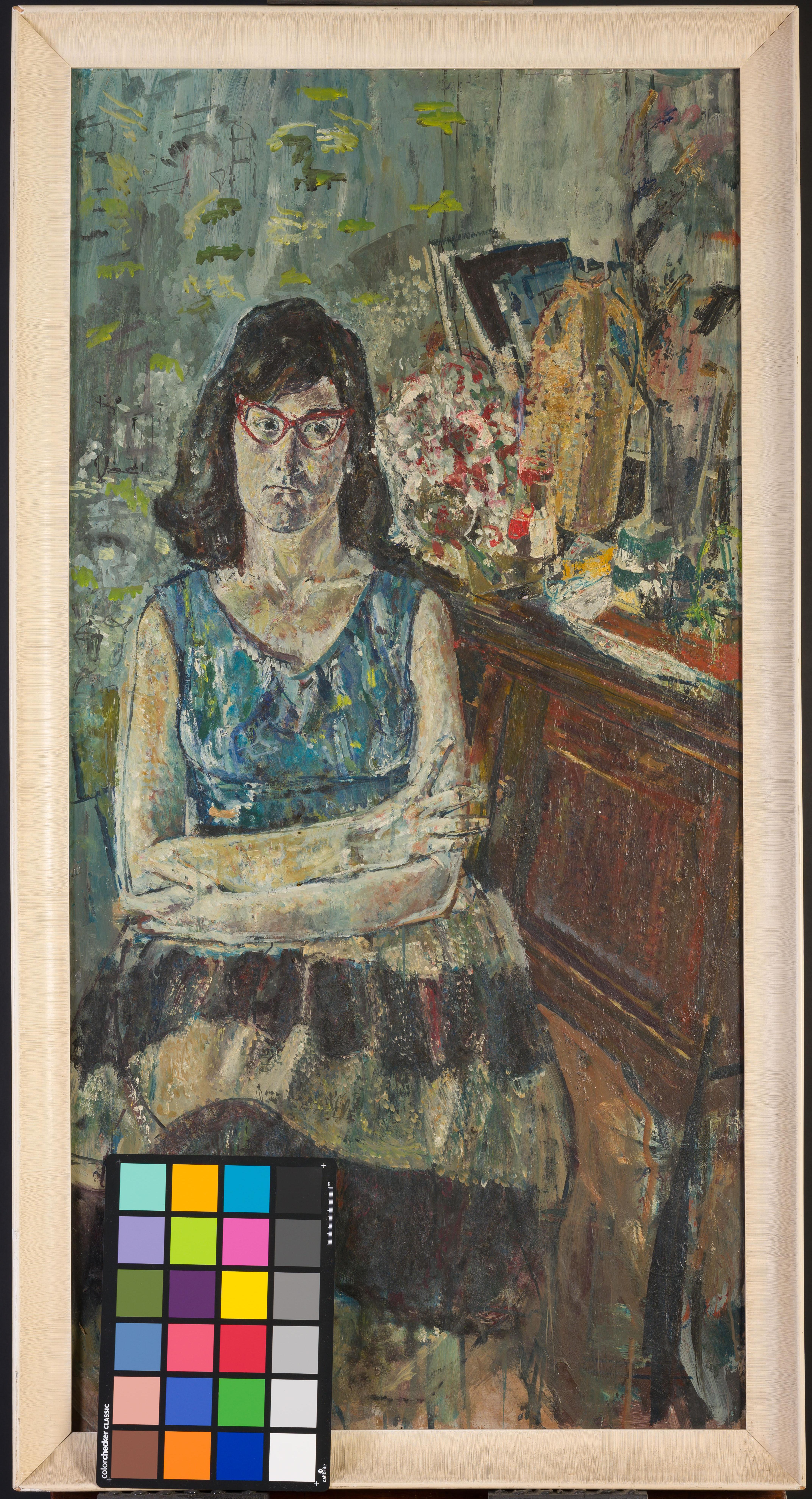 Porträt einer sitzenden Dame – Painting von Jean Cooke