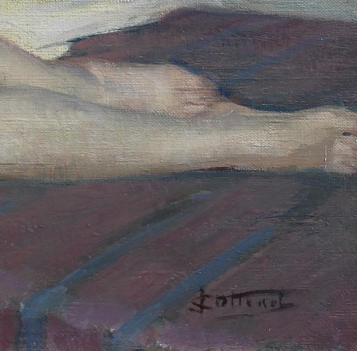 Dipinto a olio su tela francese, un nudo sdraiato 19Th - Painting Impressionismo di Jean Cottenet