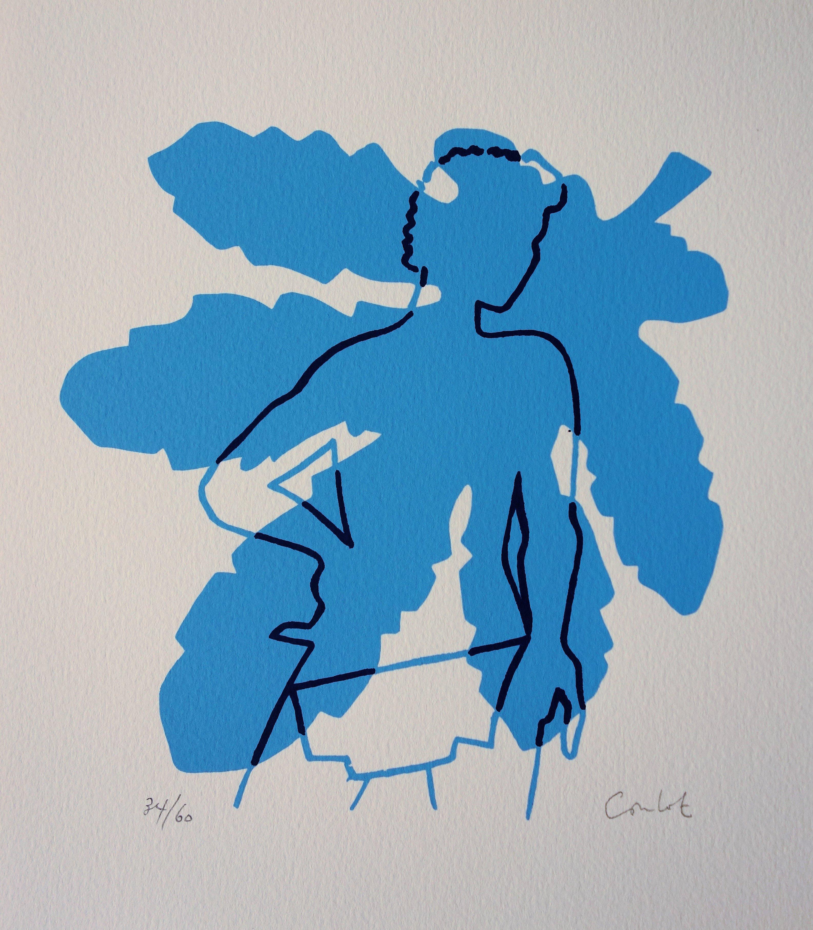 Jean Coulot Figurative Print - Man and Oak Leaf - Original Handsigned Screen Print /60ex