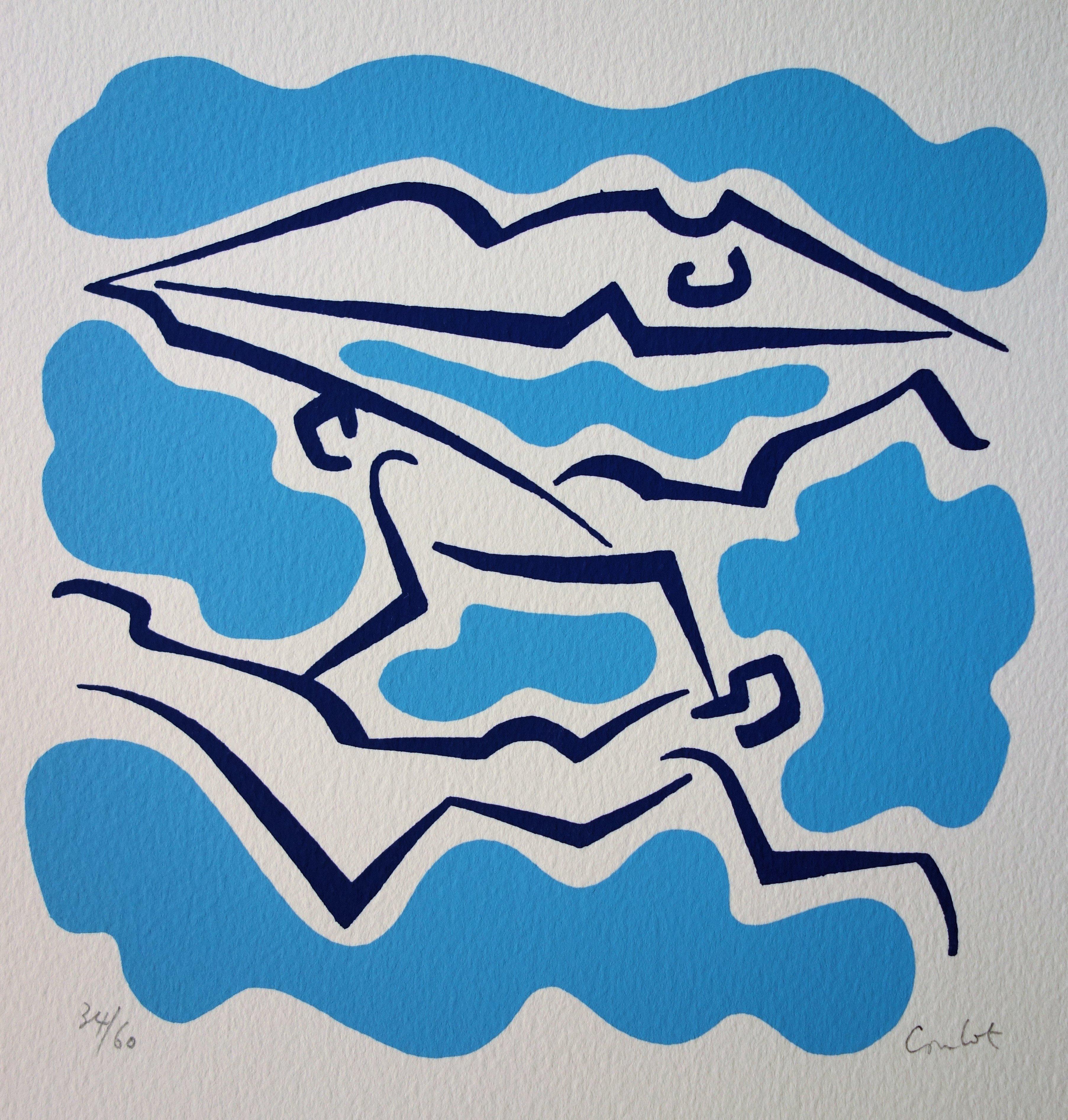Swimmers – Original handsignierter Siebdruck /60ex (Moderne), Print, von Jean Coulot
