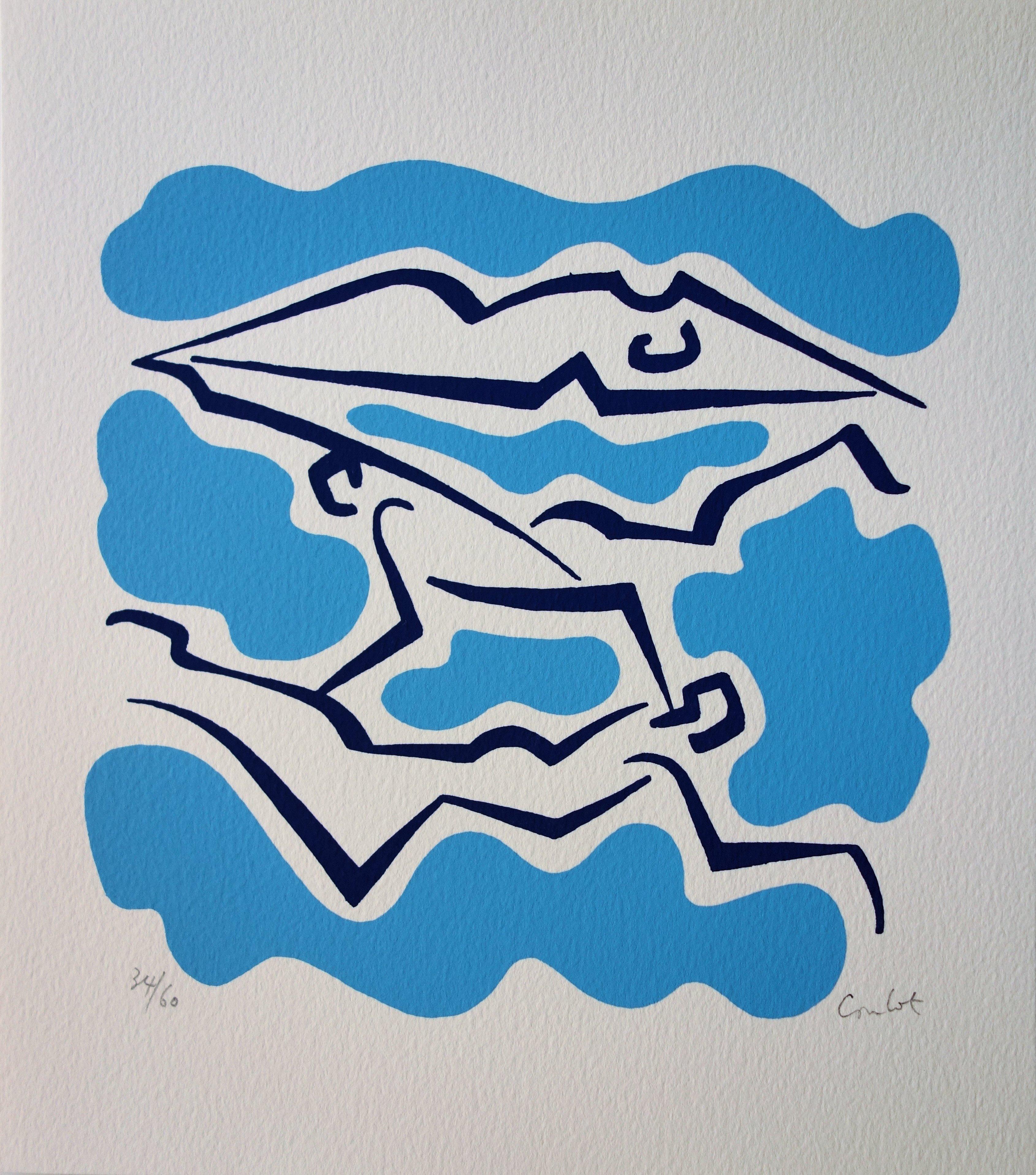 Jean Coulot Figurative Print – Swimmers – Original handsignierter Siebdruck /60ex