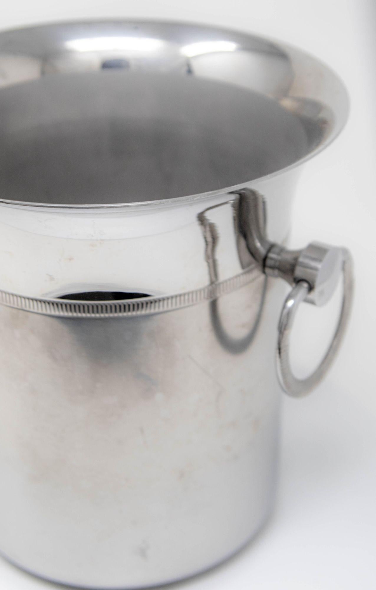 Art Deco Jean Couzon Stainless Steel Champagne Bucket Cooler For Sale