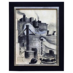 Jean Crawford Adams Original Drawing Chicago, circa 1930. “View from the Studio”