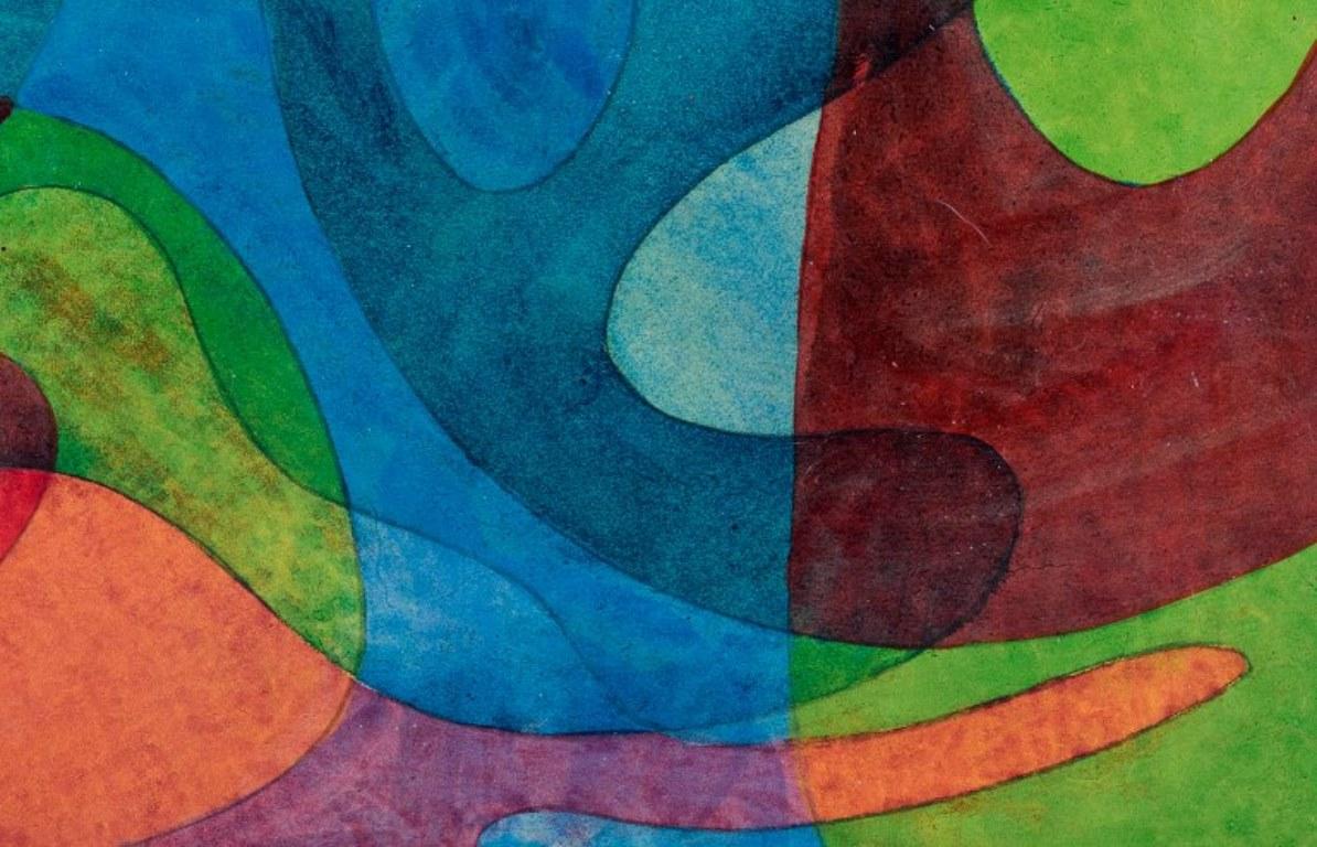 Jean Cuillerat (1927-1998), artista francese, olio su tela.  Composizione astratta. In condizioni ottime in vendita a Copenhagen, DK