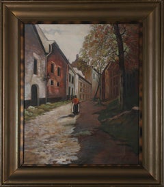 Jean Cuje - Framed 1948 Oil, Walking the Street
