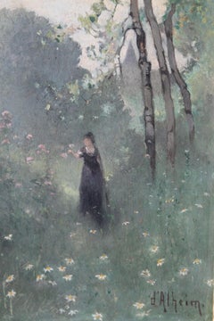 Antique impressionist oil painting by Jean d
Alheim