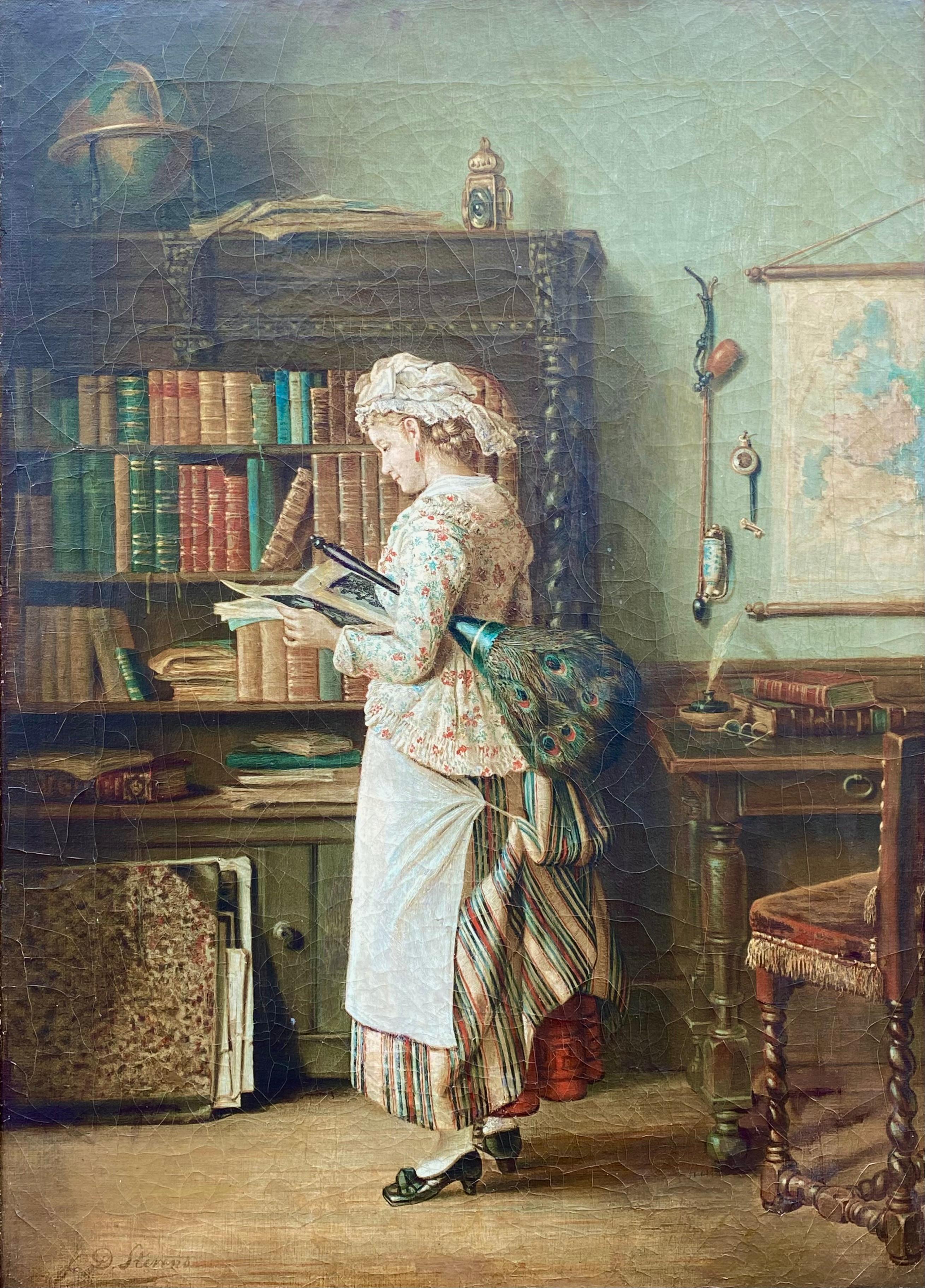 Figurative Painting di Jean Daniel Stevens - "In biblioteca"