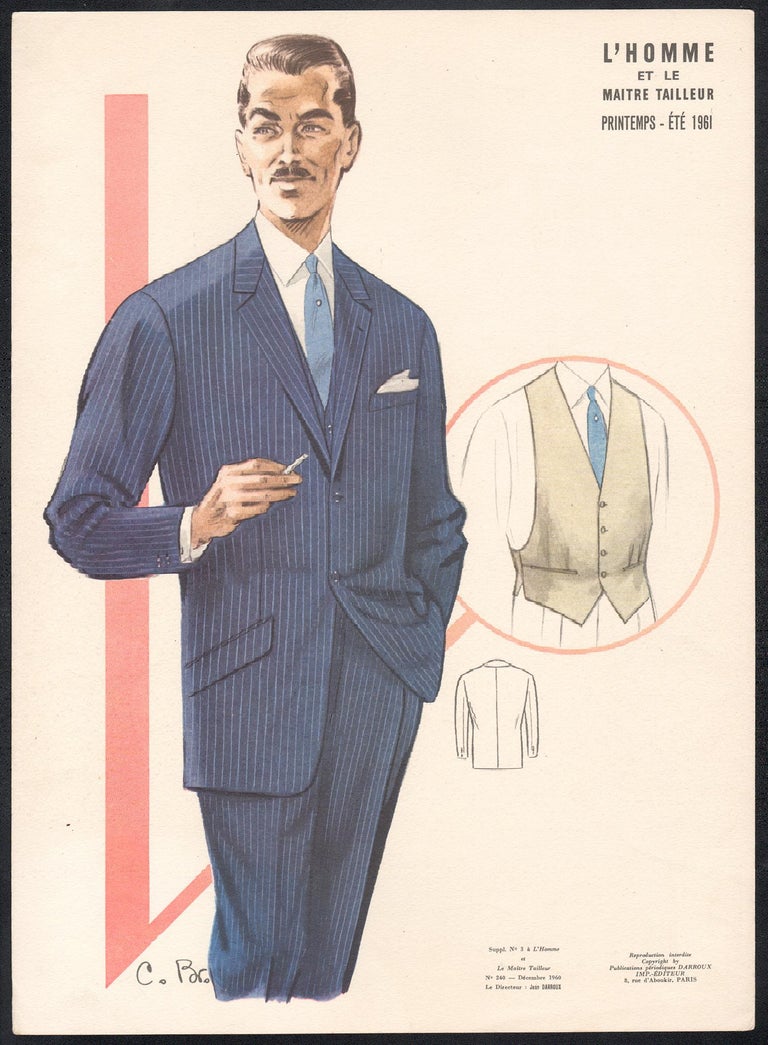 Jean Darroux - French Mid-Century 1960s Mens Fashion Design Vintage ...
