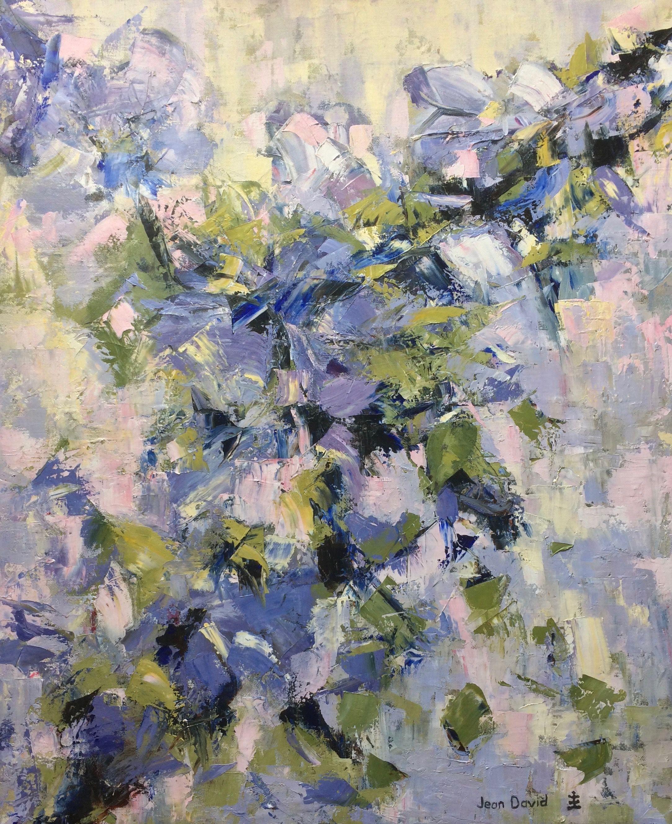 Jean David Abstract Painting - Clematis, Painting, Oil on Canvas