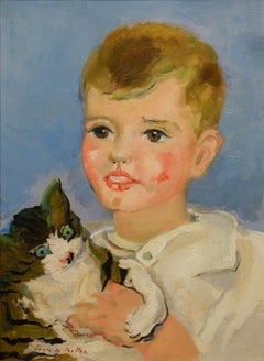 Vintage Boy with Cat