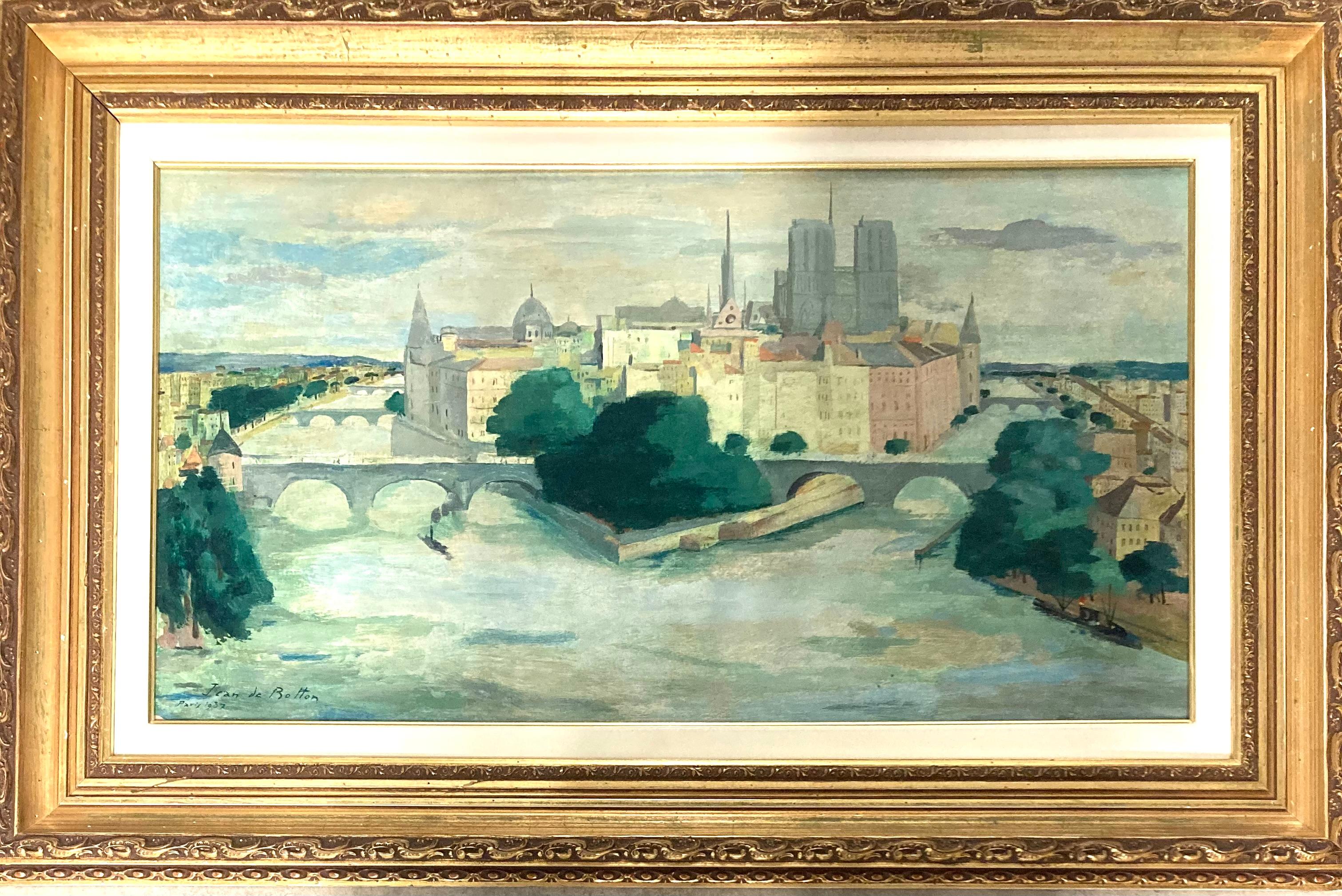 "Lile De la Cite" - Painting di Jean de Botton
