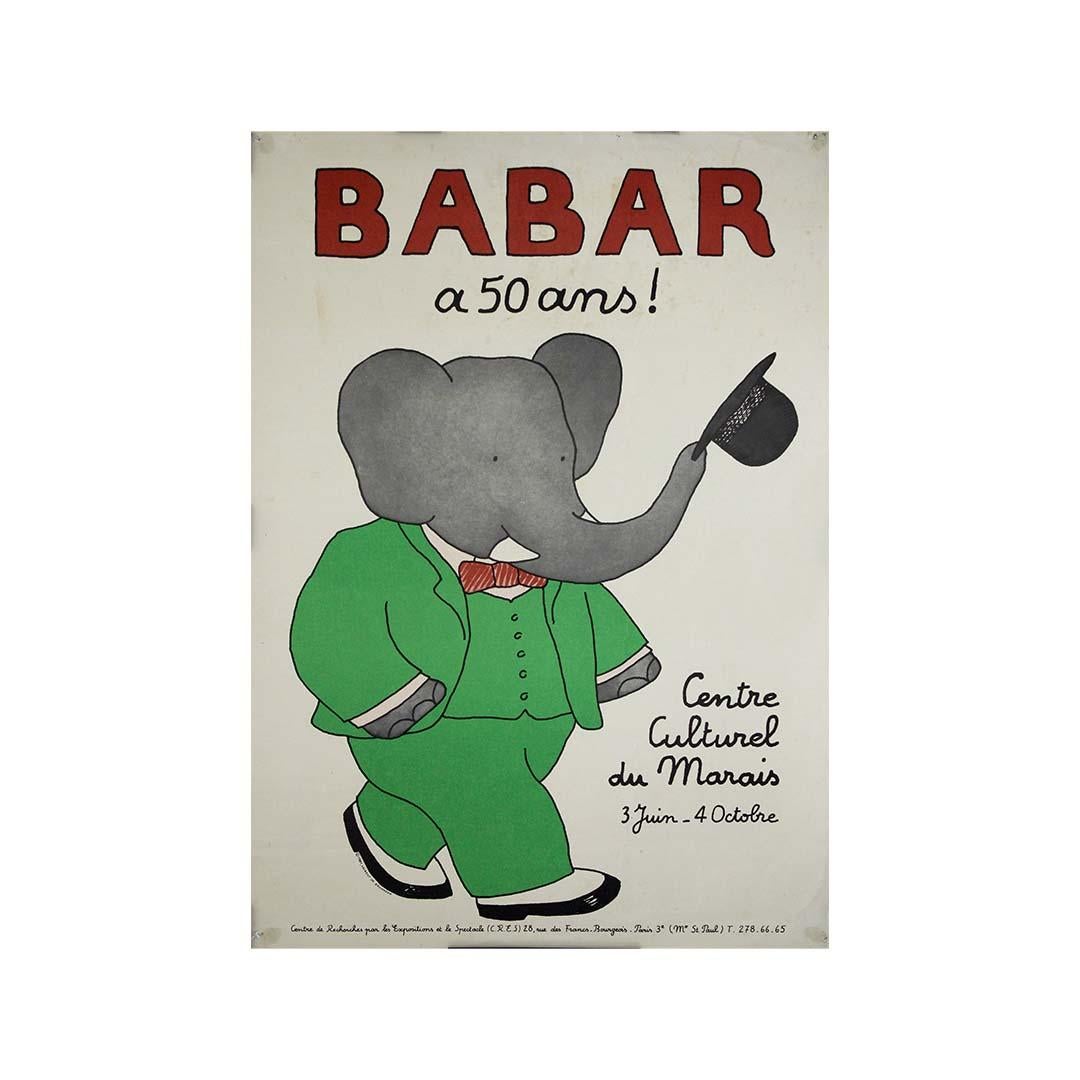 1981 original exhibition poster by Jean De Brunhoff : Babar a 50 ans! 2