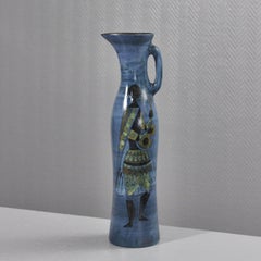 Jean De Lespinasse in Nizza Großer Krug mit einem Mandolinenspieler, 1950er Jahre