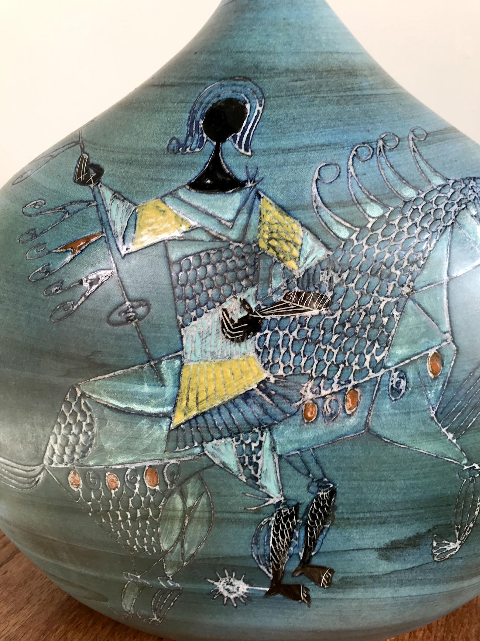 Jean de Lespinasse, Large Vase with Rider Decoration, France, 1960 In Good Condition For Sale In Catonvielle, FR