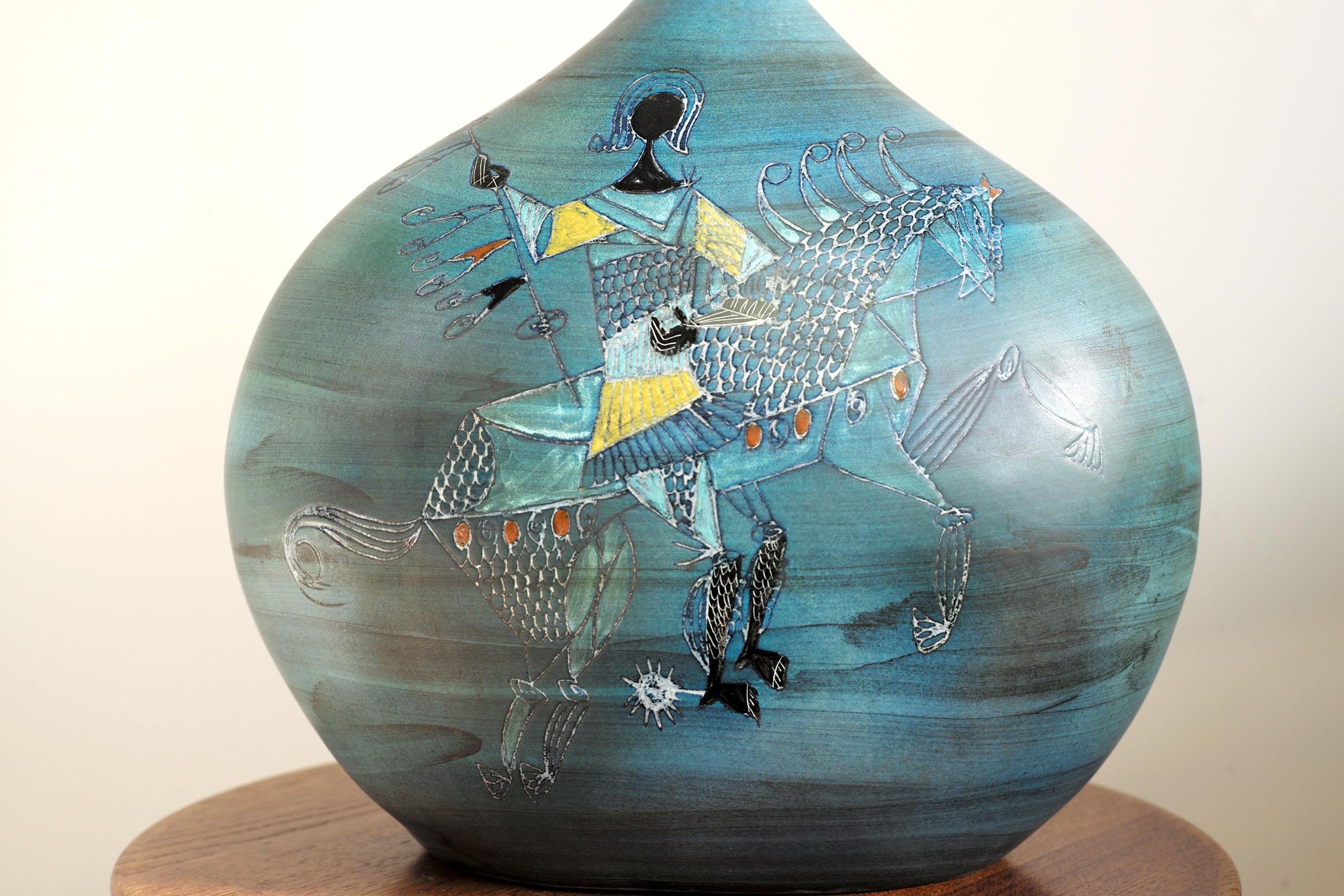 Jean de Lespinasse, Large Vase with Rider Decoration, France, 1960 For Sale 2