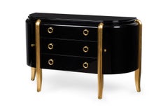 Commode américaine du milieu du siècle en laque d'ébène Jean de Merry