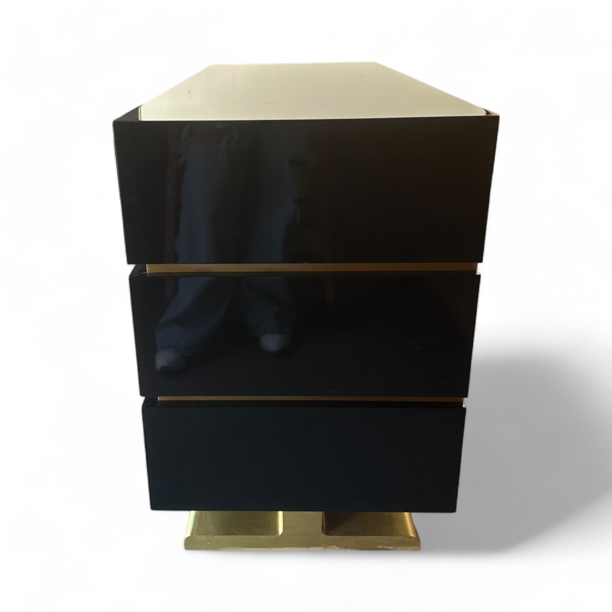 French Jean De Merry Black Lacquer Credenza For Sale