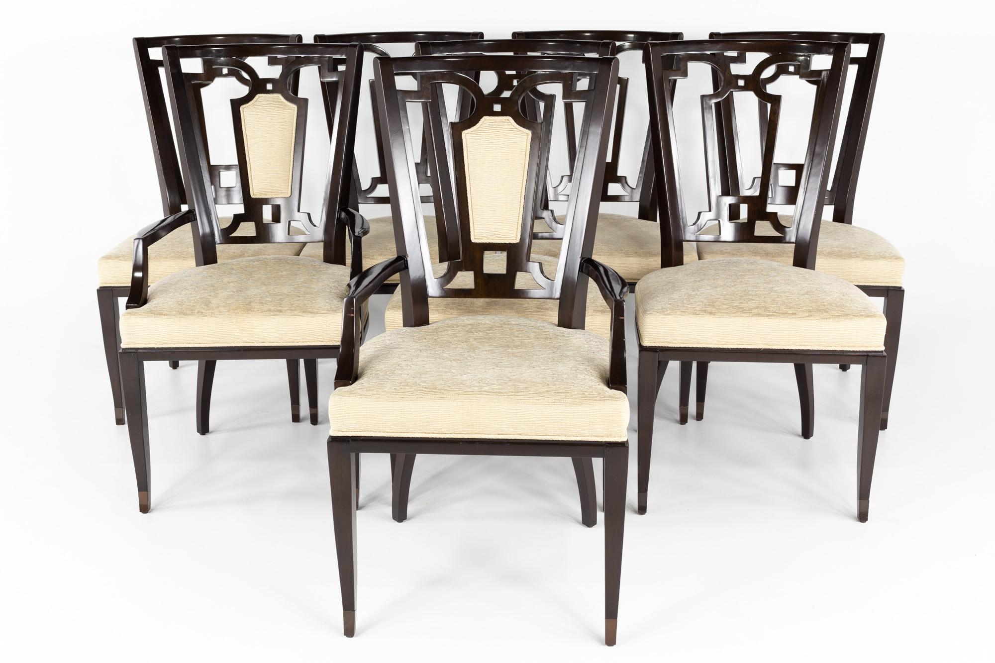 Jean de Merry Contemporary dining chairs - Set of 8

Each chair measures: 23 wide x 24 deep x 43 inches high, with a seat height of 20 and arm height of 25 inches

These chairs are in Great Vintage Condition with some scrapes and scratches in