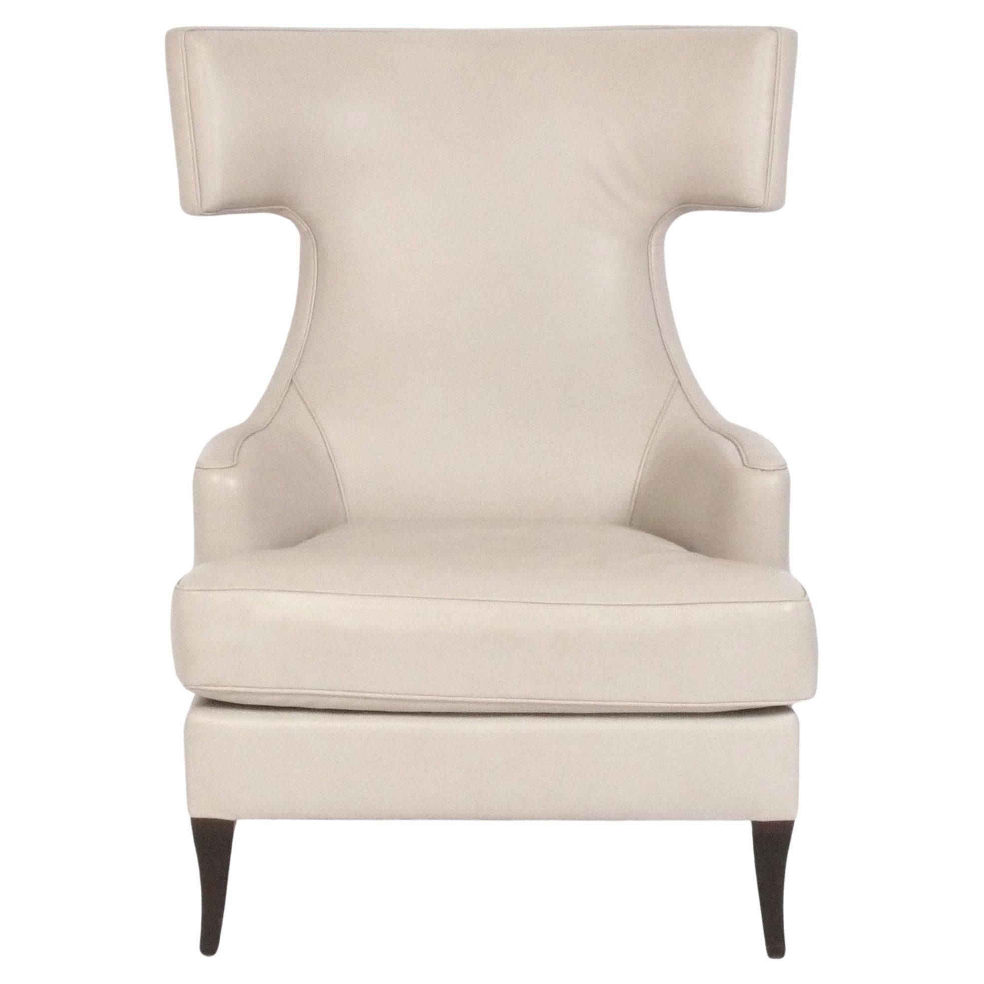 Jean de Merry Curvaceous Leather Wing Chair Lounge Chair Mid Century Modern