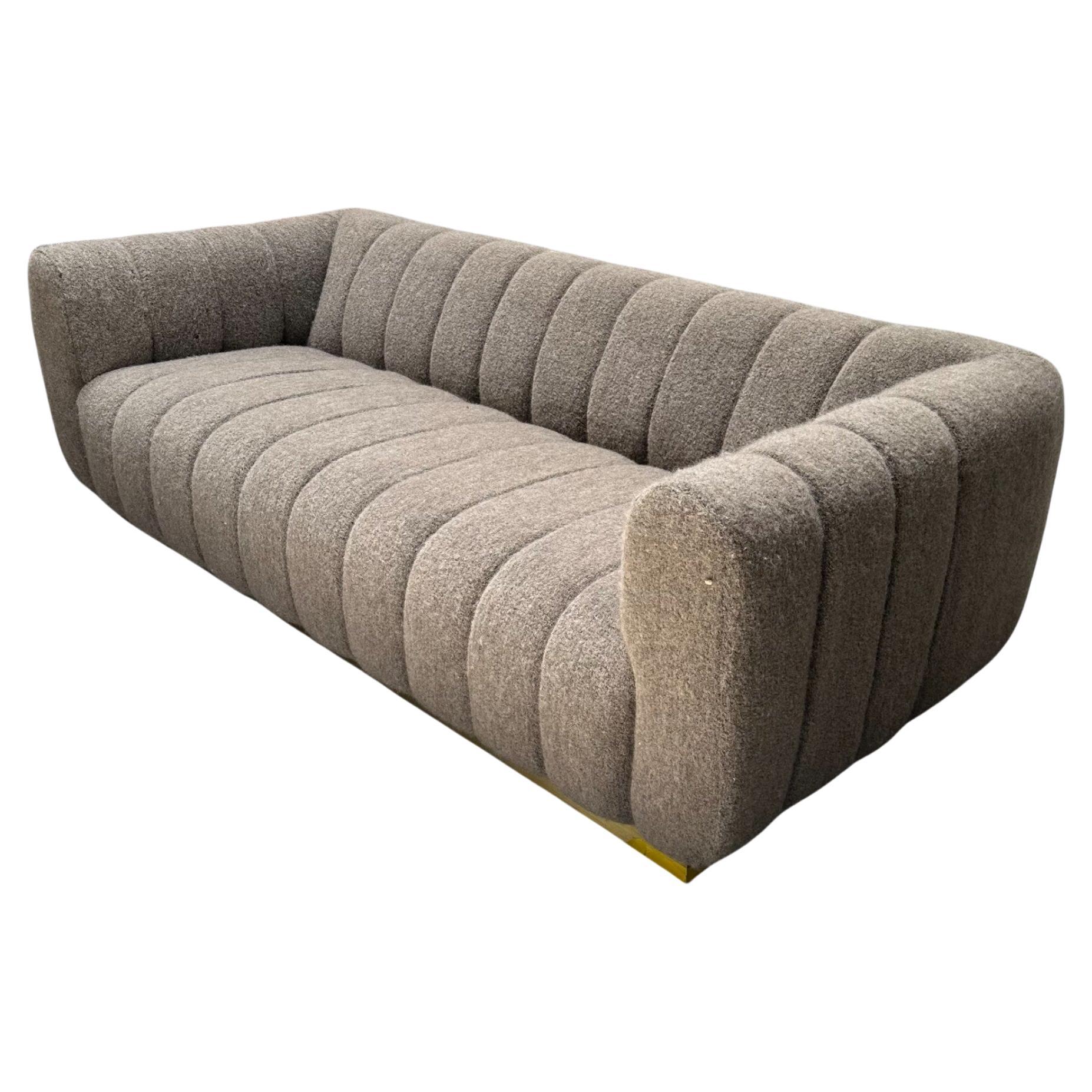 Jean De Merry Leith Wool Boucle Sofa with Brass Base For Sale