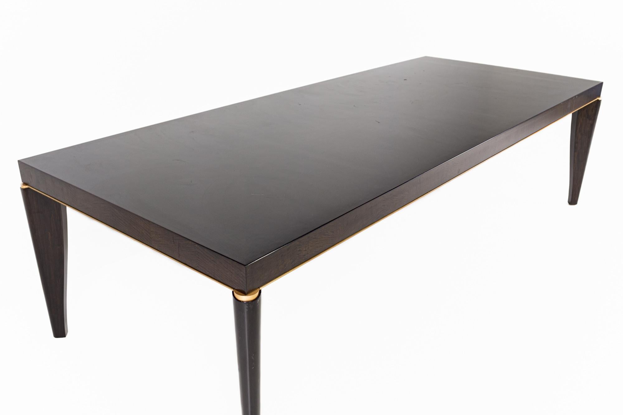 Jean de Merry Mid Century Black Lacquer Dining Table In Good Condition For Sale In Countryside, IL