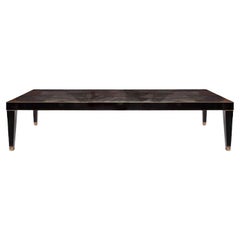 Jean De Merry Thames Walnut Grain Dining Table with Bronze Accents