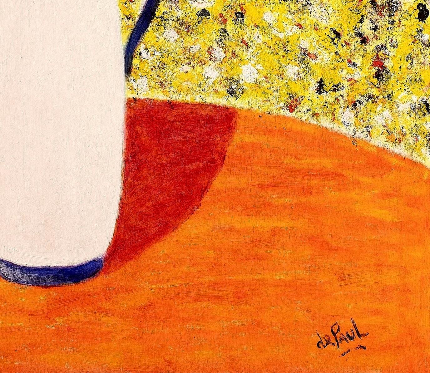Un bellissimo olio su tavola post-impressionista francese della metà del XX secolo, raffigurante iris in una brocca, opera di Jean de Paul. 

L'opera è in superbe condizioni originali, firmata in basso a destra e presentata in una bella