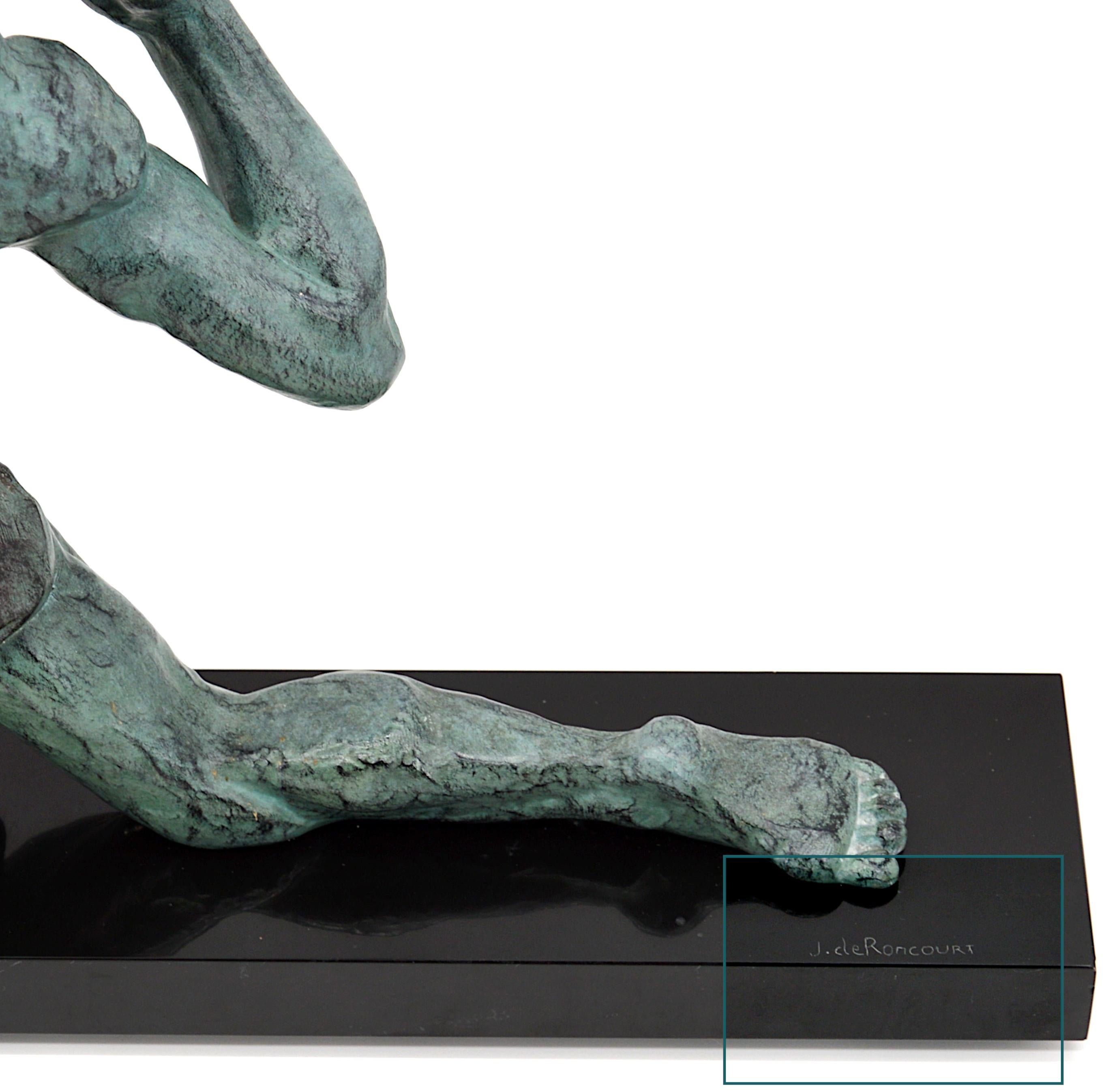 Jean de Roncourt French Art Deco Archer Man Sculpture, 1930s 5