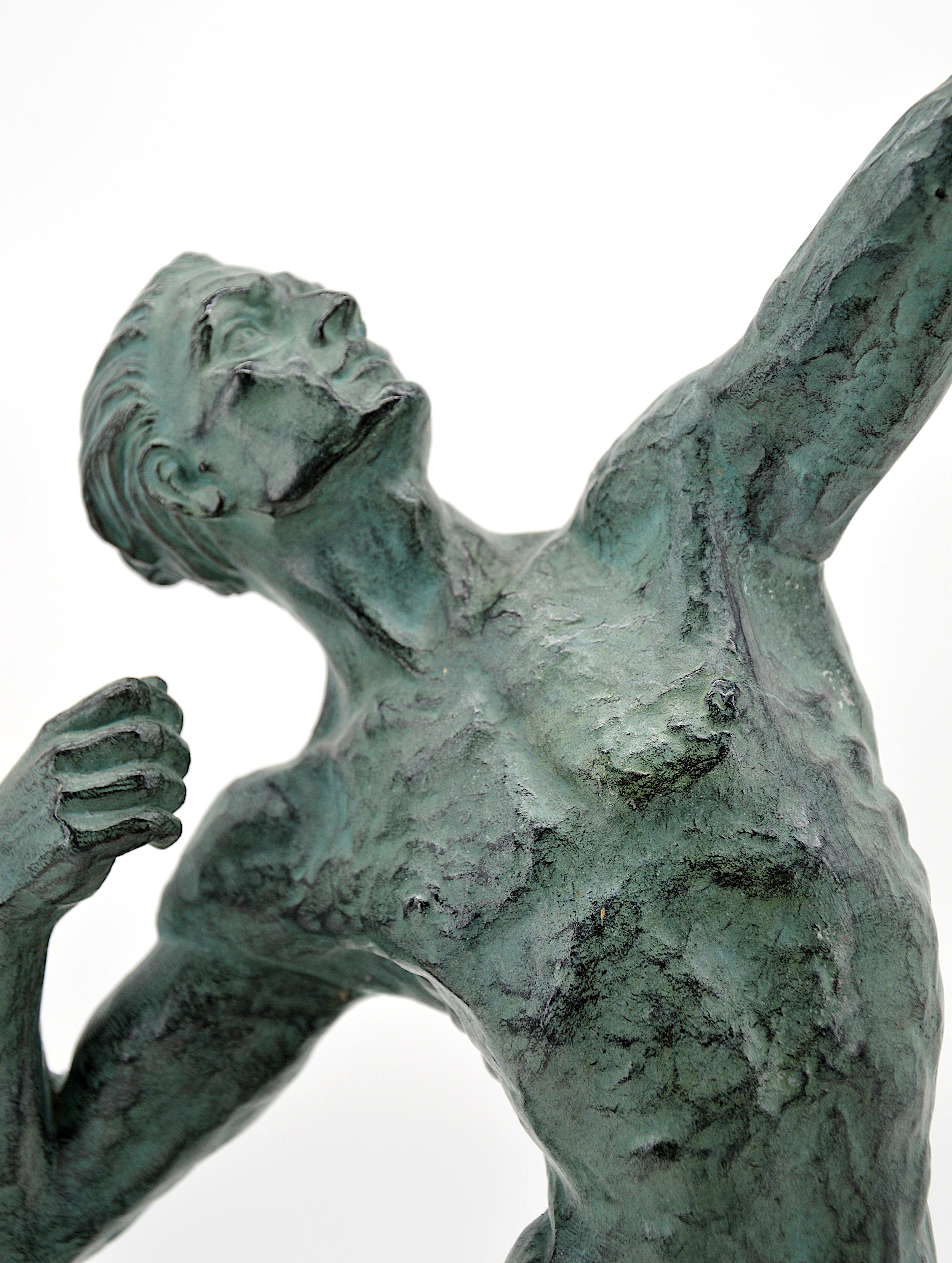 Jean de Roncourt Sculpture de l'homme Archer, Art déco français, années 1930 Bon état - En vente à Saint-Amans-des-Cots, FR