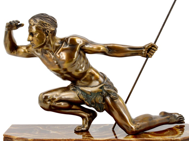 Bronze Jean de Roncourt French Art Deco Hunter Sculpture, ca.1925 For Sale