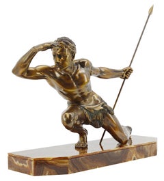 Jean de Roncourt Rare Art Deco Hunter Sculpture, 1920