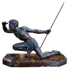 Figure masculine en spelter de Jean De Roncourt:: années 1930