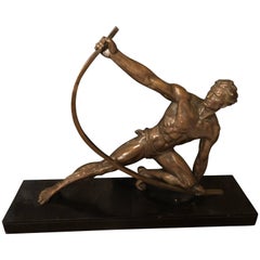 Jean de Roncourt Strongman "The Bender" Statue Art Déco Française:: Rare