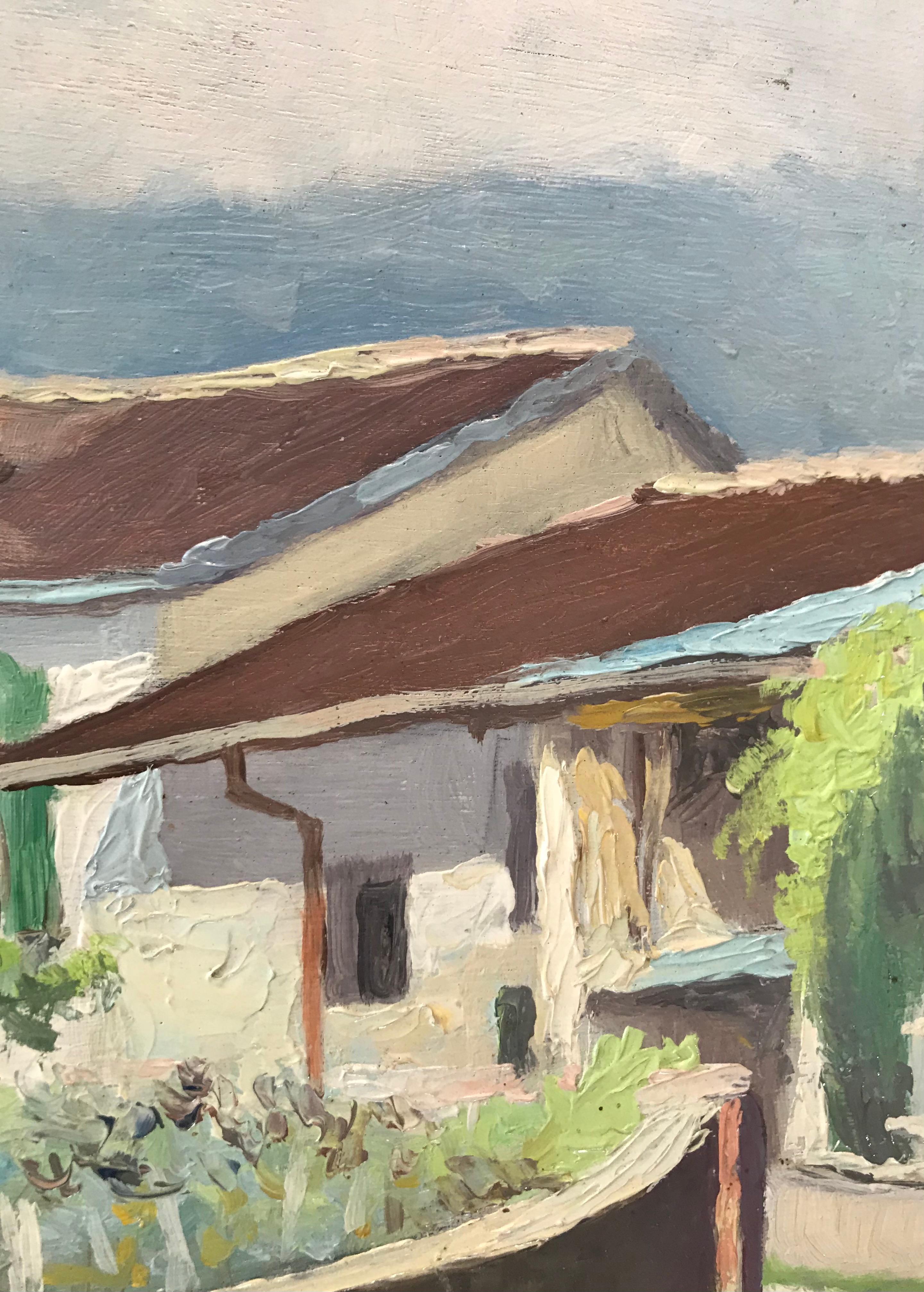 Cessy von Jean Debaud - Öl auf Holz 39x46 cm im Angebot 3
