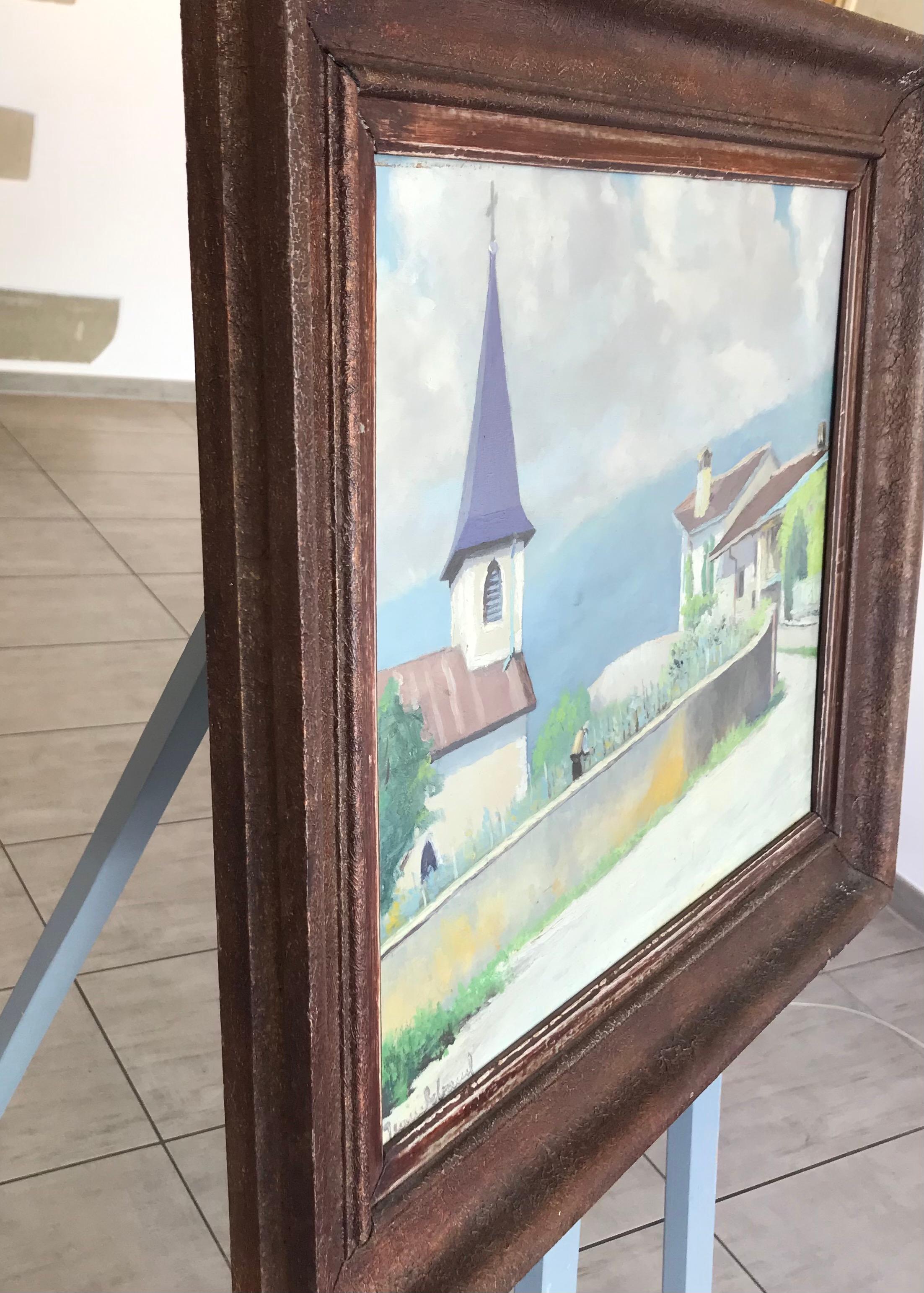 Cessy von Jean Debaud - Öl auf Holz 39x46 cm im Angebot 6