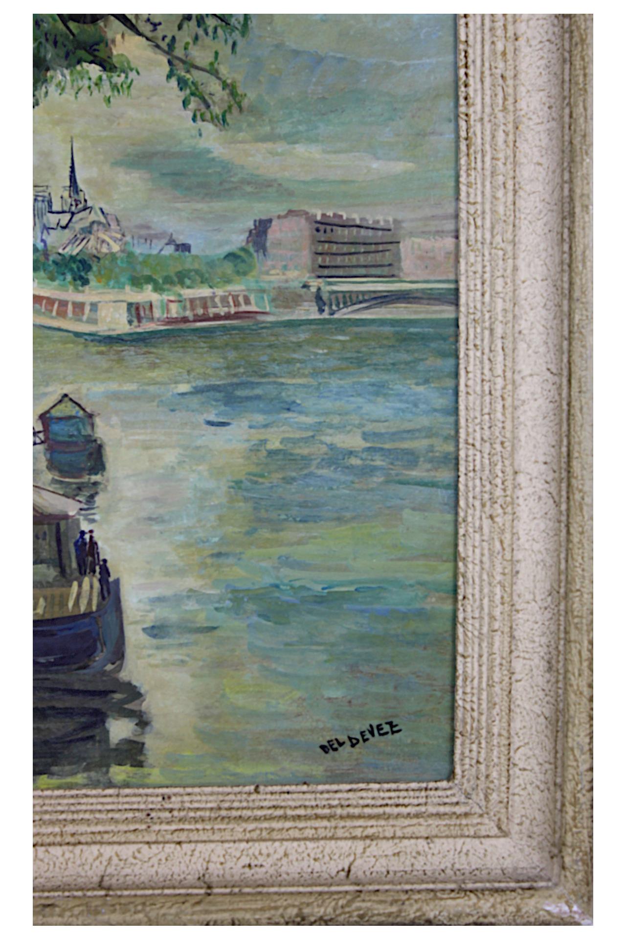 La Seine in Paris, Original Oil Painting, French Impressionist Style, Signed For Sale 1