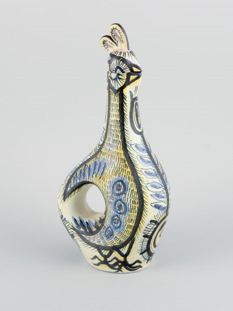 Glazed Jean Delima for Keraluc, Quimper, France, a pair of large faience pitchers. For Sale