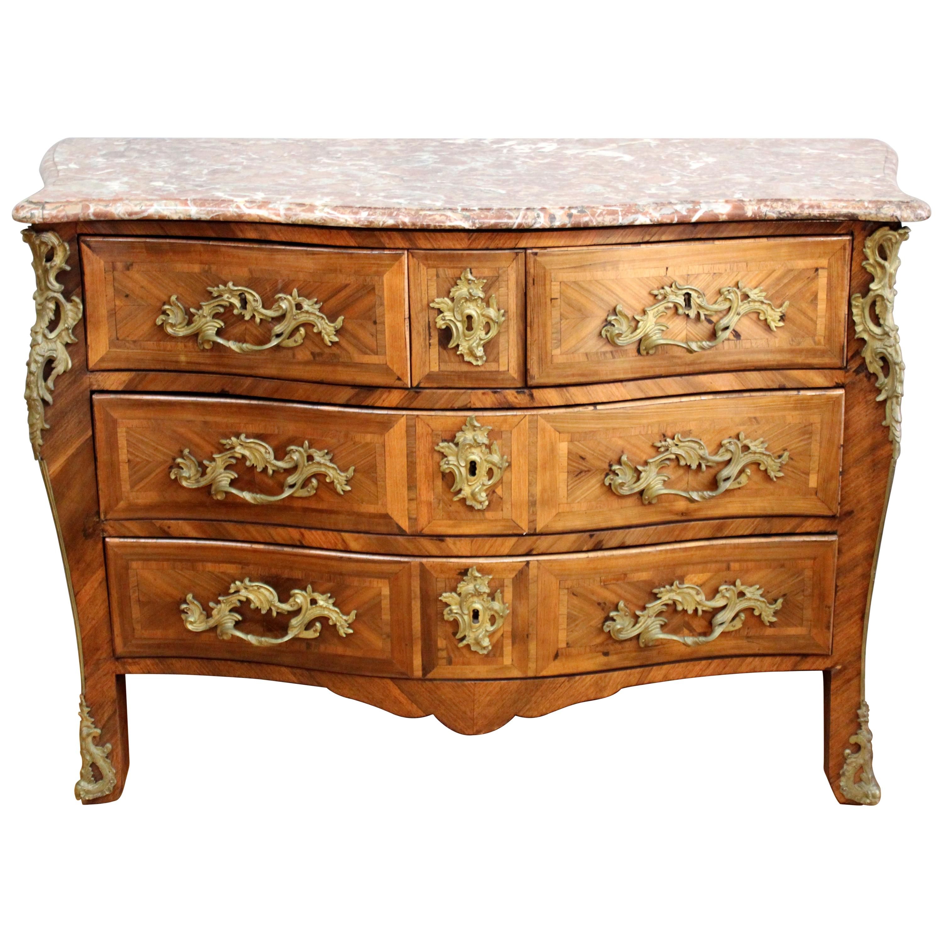 Jean Demoulin French Louis XV 'Commode A Tombeau' Chest of Drawers