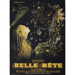 1951 affiche de cinéma originale deuxième édition "La Belle et la Bête" de Jean Cocteau