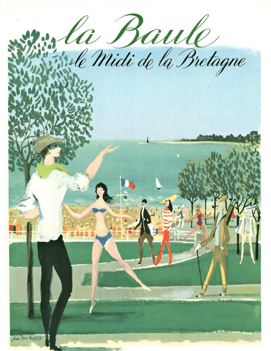 Original 'la Baule, le Midi de la Bretagne' vintage French travel poster - Print by Jean-Denis Malclès